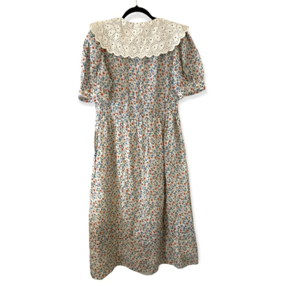 Sea New York Bubbie Puff Sleeve Ditsy Floral Ruffle Midi Dress Size 4 - Picture 5 of 7